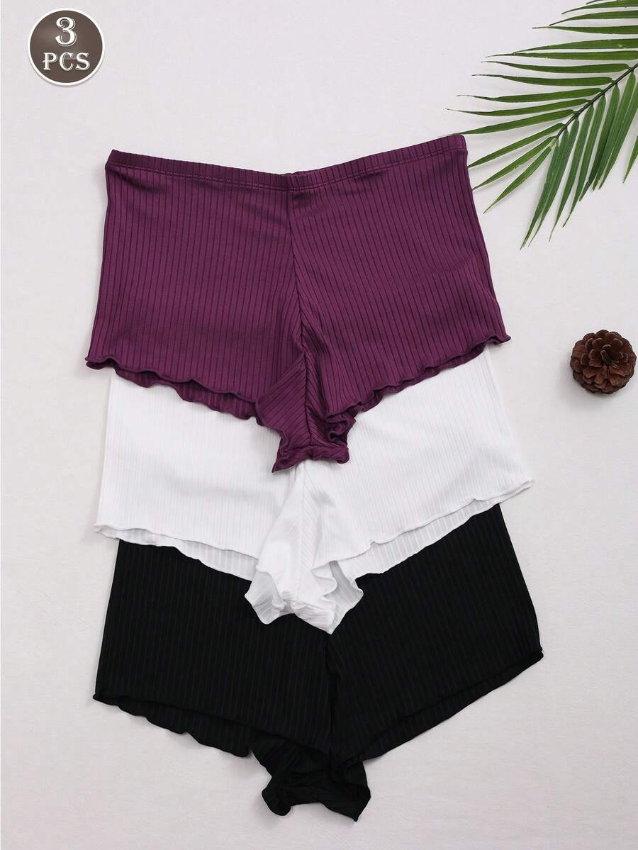 3条装女士舒适荷叶边平角内裤