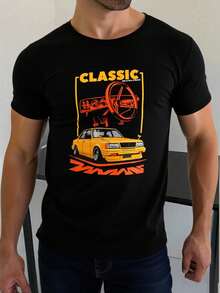 King T-shirt Playera de Hombre Estampada 100% Algodón Cuello Redondo Manga Corta Diseño Coches Classic Velocidad Carros Ropa Casual Estilo Urbano Streetwear Ajuste Cómodo Tacto Suave Transpirable Ideal para Todas Las Temporadas o Estaciones Prenda Ligera de Alta Calidad Look Moderno Masculino Outfit Diario Deportivo Vacacional Moda Actualizada Combinable con Pantalón de Mezclilla Joggers Bermudas o Chamarra en Varios Colores - Negro - Ver 3