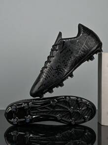 Unisex Low-Top Football/Soccer Shoes, PU Leather Upper With Stripe Design, Suitable For Match & Training, All-Season Wear, Sports Style, Durable Structure, Professional Athlete Use