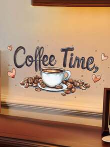 1 Stück Kaffeetassen Wandaufkleber "Kaffeezeit" Wandtattoo, abnehmbarer Vinyl Dekor für Zuhause, Café, Geschäft, Kaffeestation, Bar, Büro, Raumdekoration Heimdekoration Wanddekoration Wandaufkleber Aufkleber Wohnzimmer Dekoration