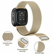 Bands Compatible With Fitbit Sense Versa 3 Versa 4 And Sense 2 Smartwatch Women Men, Stainless Steel Metal Mesh Magnetic Band Replacement - Versa 3/Versa 4 - View 11