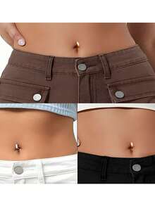 迷人的14G金不锈钢铰链肚脐环，穿孔肚脐杠铃形身体饰品，男女皆宜，镶嵌方晶锆石，不易脱落，佩戴舒适耐用，适合追求个性独特风格的人士。是送给朋友、妻子、母亲和闺蜜的最佳礼物，适合周年纪念日、生日、派对、感恩节、圣诞节等场合。 - 金黃色 - 查看 2