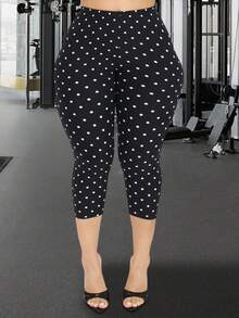 Women Polka Dot Skinny Capri Leggings Bow Tie Up Knee Length Capris Pants Sexy Stretchy Slim Fit Cropped Trousers - màu đen - Xem 7