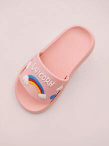 1 Pair Kids' Rainbow Unicorn EVA Flat Slippers, Casual Comfortable Cute For Indoor/Outdoor, Beach, Vacation, Summer