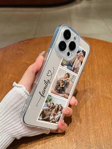 1pc Customizable Phone Case With Text And Multiple Images, TPU Transparent Anti-Fall, Meets Customer's Personalized Needs. Compatible With Samsung Model 16 Pro Max, 16 Pro, 15 Pro Max, 14 Pro Max, 13 Pro Max, 13 Pro, 15 Pro. Suitable For Couple, Pet, Life Photos, Friend Photos And Names. Fashionable, Colorful, Cute, Simple, Unique Gift For Friends And Memories.