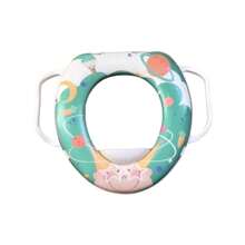 Weiches Kinder-Toilettentrainingsset mit Griffen - abnehmbares Kissen, Cartoon-Design für Jungen & Mädchen