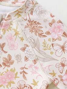 mini bala Girls' Long Sleeve Swimsuit – One-Piece With Swim Cap, UV Protection Summer Outfit - Red and White - View 11