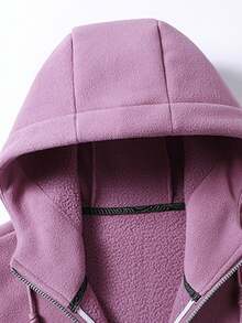 Women's Outdoor Fleece Jacket, Thick Hooded Sweatshirt Sweatshirt, Warm Outerwear For Autumn/Winter,Skiing - Lilac Purple - View 3