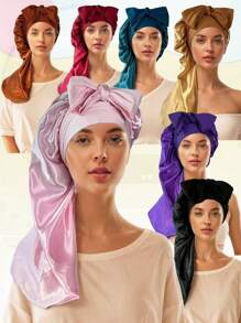 1 pieza Gorro de satén largo, Gorro de seda para cabello, Gorro para dormir, Gorro para trenzas largas, Gorro de cuidado del cabello reutilizable y ajustable, Gorro para dormir para mujeres