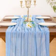 3pcs Ivory Cheese Cloth Table Runner, 118 Inches/10 Feet (Approx. 300cm) Bohemian Farmhouse Gauze Table Cloth For Wedding Party Birthday Home Decor Holiday Decoration - متعدد الألوان - مشاهدة 17