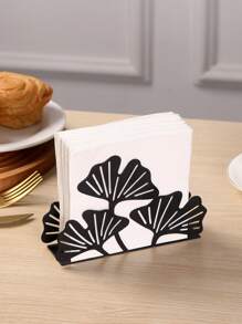1 Stück eleganter, minimalistischer Tissue-Box-Halter aus Eisen und Edelstahl mit Ginkgo-Blatt-Design, dekoratives Accessoire für Esszimmer, Couchtisch, geeignet für Zeremonien und Hochzeitsdekoration, perfektes Urlaubsgeschenk, Hotel-/Café-Servietten-Spender