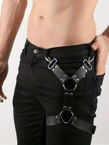 Men's Leather Leg Harness Punk Leather Garter Belt For Men Rave Party Outfit Men's Waist Accessories