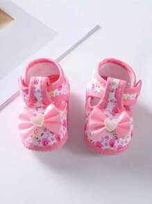1Pair Newborn Baby Shoes Bowtie Baby Girl Shoes Anti-Slip Soft Sole Bottom Walking Princess Shoes First Walkers