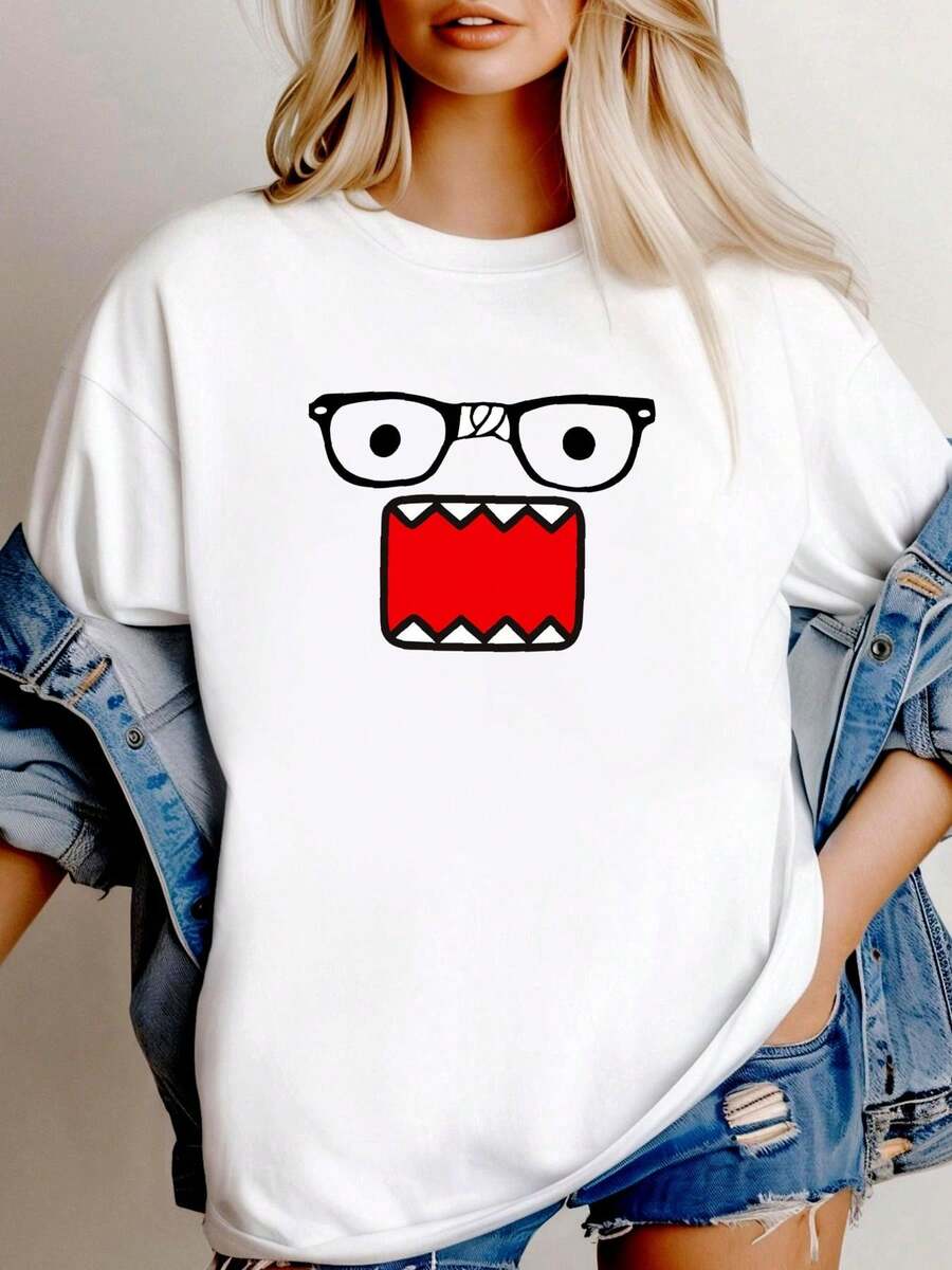 180g pure Cotton Emo Scene y2k Fashion T Shirt Domo Kun 2000's Vintage ...