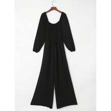 Monos informales holgados para mujer, de una pieza, de manga larga, con pierna ancha, pantalón largo y bolsillos - Café - Ver 7