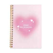1 件粉色美学精装日记本 - Trust The Process，学院风螺旋笔记本，用于日常笔记和计划 A5 5.5x8.3 英寸/14 厘米 x 21 厘米，50 张纸，100 页，适用于学校用品，返校