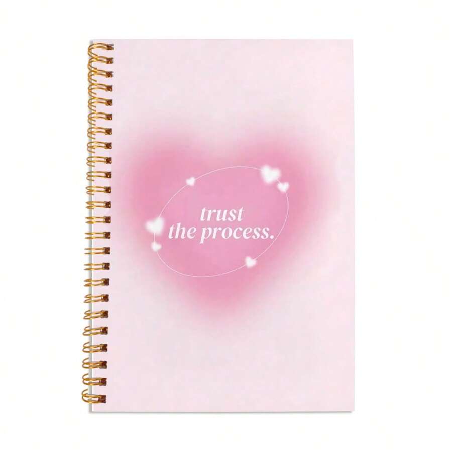 1 件粉色美学精装日记本 - Trust The Process，学院风螺旋笔记本，用于日常笔记和计划 A5 5.5x8.3 英寸/14 厘米 x 21 厘米，50 张纸，100 页，适用于学校用品，返校