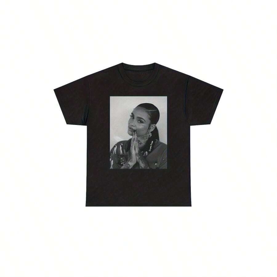 T-Shirt Homme Rétro Hip-Hop Avec Imprimé Kehlani - Chanteuse De R&B, Vêtement Musical Noir, Streetwear Casual Toutes Saisons, Lavable En Machine - màu đen - Xem 1