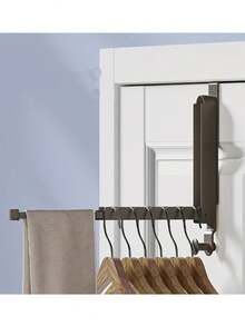 رف تعليق قابل للطي - رف تعليق للباب مع خطافات للخزائن والحمامات وغرف الغسيل - مصنوع من سبيكة الألومنيوم المتينة لتعليق المناشف والمعاطف والقمصان - مثالي للمساحات الصغيرة، تصميم ملمس معدني، مواد متينة، تخزين محمول، ضروري للمعيشة المدمجة - متعدد الألوان - مشاهدة 3