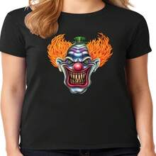 Halloween T-Shirts For Women Scary Clown Costume 220G Heavyweight 100% Cotton T-Shirt With Butterfly Print Pattern, Perfect For Girls And Women's Short-Sleeve Round-Neck Inspirational Shirt. This Cute, Aesthetic Y2K Style Summer Top Is Suitable For Outdoor, Family, Work, Or Street Wear. Its Casual Loose Fit Makes It A Great Daily T-Shirt, And It Features A Fun Halloween Twist With Spooky Elements Like Pumpkins, Bats, Or Cobwebs, Making It The Perfect Shirt For The Halloween Season. - Black - View 1