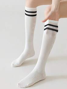 1/2/4双装女士长筒袜，压缩运动袜，适用于羽毛球、健身、跑步、跳绳、瑜伽，学院风，舒适保暖 - 彩色 - 查看 7