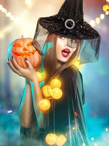 قبعة ساحرة الهالوين - لوازم حفلة ال-هالوجين، قبعة ساحر أسود مناسبة للنساء البالغات، ديكور الحفلة