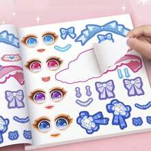 1 PIEZA Libro de pegatinas de vestir de princesa colorido y divertido para manualidades, juguete de disfraz cruzado lindo, libro de maquillaje artesanal hermoso, decoración de fiesta, regalo de Navidad y cumpleaños (12 temas + 3 pegatinas de vestir)