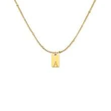 18k Gold Plated Stainless Steel Letter Pendant Necklace With Beaded Chain, Suitable For Daily Wear - Gold Type 5 - View 8