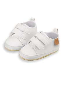 1 双柔软舒适婴儿钩环白色防滑软底幼儿鞋，适合日常穿着 - 黑色 - 查看 2