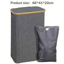 سلة غسيل كبيرة بغطاء سعة 140 لتر، مع حقيبة قابلة للفصل واللصاق، سلة ملابس متسخة قابلة للطي بمقبض، مناسبة لغرف النوم والحمامات والجامعات، اللون رمادي