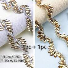 1pc Wave Shape Rhinestone Decorated Hot Melt Glue Decorative Trim, Wedding Dress & Veil Decoration Accessory - Multicolor - View 21