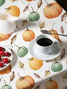 1pc Pumpkin Painting Pattern Tablecloth, Square Printed Tablecloth Suitable For Family Gatherings, Picnics, Kitchen And Dining Table Decor, Coffee Table Cover, Durable Tablecloth Mat, All-Season Home Decor Tablecloth Mat - Multicolor D - View 4