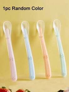1 件随机颜色第一阶段婴儿硅胶勺，软头婴儿喂食勺，自食训练勺，儿童幼儿餐具 - 彩色 - 查看 13