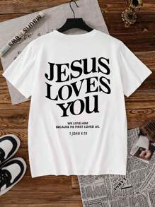 IXOEIS Women's Plus-Size T-Shirt Featuring The Slogan "Jesus Loves You," A Jesus Image, And A Dachshund. Perfect For All Seasons, Whether On Vacation, At Home, Or Just Relaxing. This Religious Text-Printed T-Shirt Is A Great Halloween Or Birthday Gift.