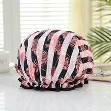 1pc Extra Large Double Layer Waterproof Adjustable Shower Cap For Women - Multicolor - View 6