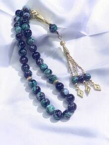 1 件 33 颗天然石念珠，黑色扎染 Tasbih 祈祷珠 - 黑色 - 查看 15