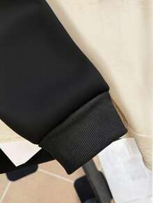 1件可爱活泼的猫咪主题撞色宽松连帽卫衣，长袖，适合返校季和毕业季穿着。 - 杏色 - 查看 4