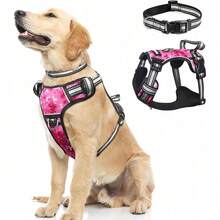Adjustable No-Pull Dog Harness With Front & Back Leash Clips - Reflective Soft Padded Vest For Large/Medium Dogs, Comfortable Control Handle For Walking, Hiking & Outdoor Training - Pink Camo - View 9
