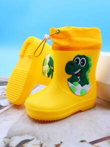 1 双卡通恐龙儿童雨靴，男童轻便舒适雨鞋，防滑户外运动防水靴，适合雨天和学校活动 - 黃色 - 查看 2