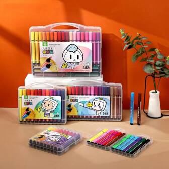 12/24/36 Washable Color Pen Set Gift Box, Children's Art Drawing Set, Learning Reward, Birthday Gift, Classroom Gift, Back To School Gift For Boys And Girls, Drawing Supplies Watercolor Pens, Back To School Perfect Gift, School Prizes (Some Colors May Be Random)