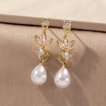 1 对女士新款个性化锆石耳环，时尚百搭耳环 - 蝴蝶型 - 查看 8