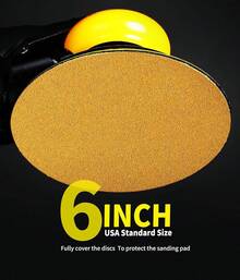 6Inch 60/80/100/120/150/240/320/400/600 Grit No-Hole Hook And Loop Sanding Discs 50/100Pcs, Random Orbital Sandpaper For Automotive And Woodworking - Yellow - View 3