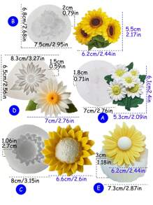 1pc Sunflower Daisy Series Flower Bouquets Silicone Mold, Chrysanthemum Shaped Candle Moulds, Aromatherapy Plaster Diffuser Stone Casting Mold For DIY Crafts, Soap, Clay, Cup Wax Making - Perfect Gift For Wedding Graduation Birthday Party Festival Home Decor, Fine Texture, Add Elegance To Your Home