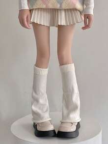 1 Pair Women's Solid Color Y2K Knitted Leg Warmers, Fashionable Sexy Style Leg Warmers, JK School Uniform Inspired Calf Leg Warmers, Versatile Streetwear Slouch Leg Warmers, Suitable For Daily Wear Autumn Accessories - Mouldless - View 1