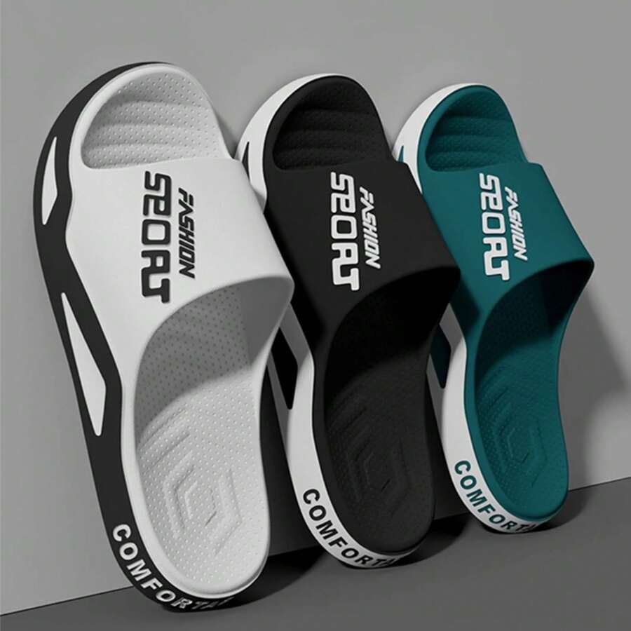 Sandalias de alta calidad con suela gruesa para hombres, chanclas espirales para playa y piscina, zapatillas de baño antideslizantes, zapatos deportivos de moda para hombres - Negro - Ver 1