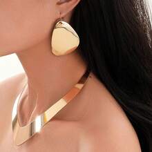 1个发箍，1条金色粗项链，2对夸张耳环，阿拉伯公主万圣节服装首饰套装，茉莉公主风格 - 金色 - 查看 4