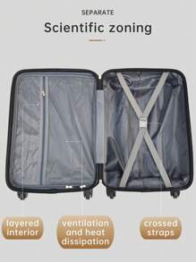 1件28吋-76*50*30cm行李箱托運箱 歐洲製造 歐盟註冊 旅行箱，ABS材質塑膠硬殼箱，大容量，旅遊，防水，加固，輕音輪，拉桿箱，行李箱,度假 - 黑色L-76*50*30cm - 查看 6