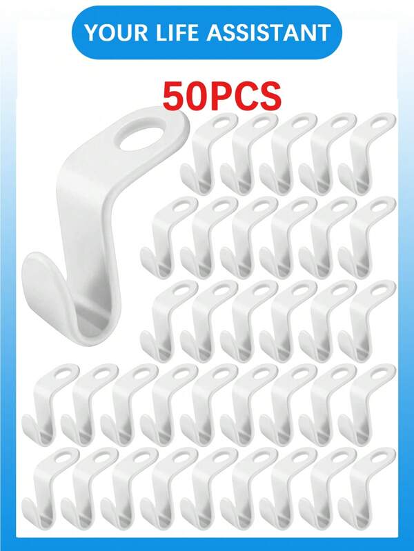 10,30/50/100pcs White/Pink/Blue Hanger Connector Hooks, Magic Hanger Hooks, Heavy Duty Cascade Connector Hooks, Space Saving Hanger Extenders For Organizing Clothes In Closets