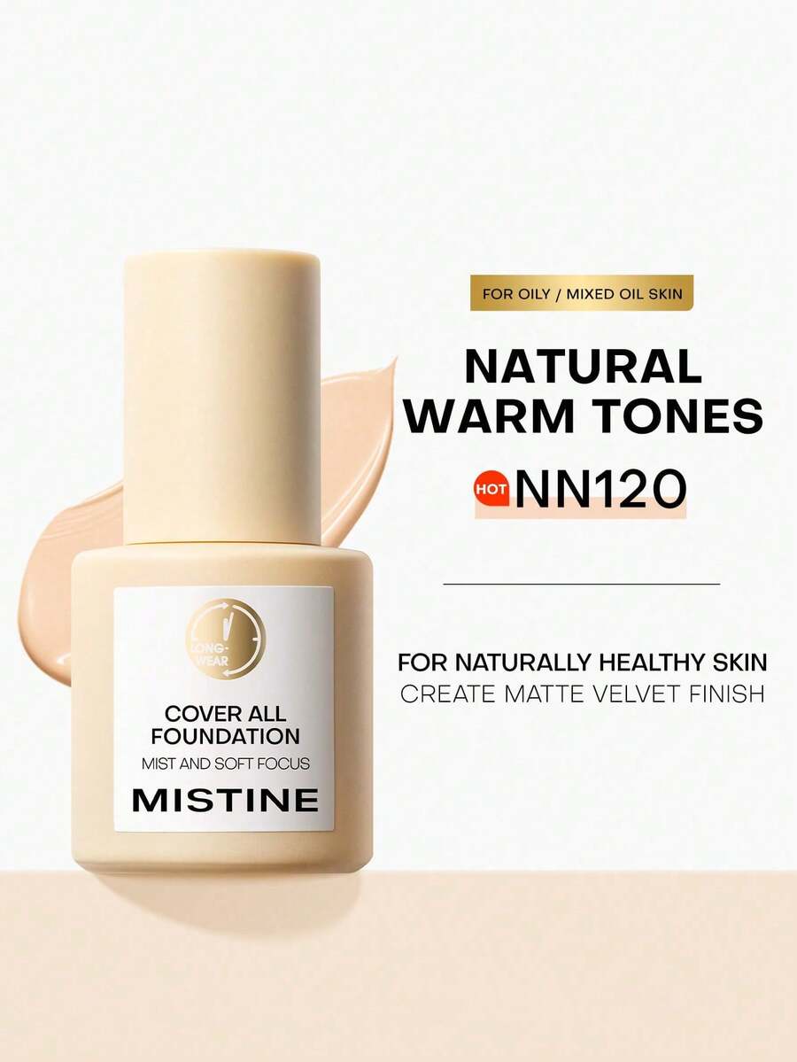 MISTINE كريم أساس سائل لتغطية كاملة للبشرة الدهنية، تحكم في الزيت لمدة ٢٤ ساعة، يعمل على عناية البشرة وترطيبها، مناسب لجميع الأوقات، يحمي من الماء، يمنح نهاية مات، لون البشرة الطبيعي الدافئ NN120، عبوة واحدة ٣٠ غرام - NN120 - مشاهدة 1