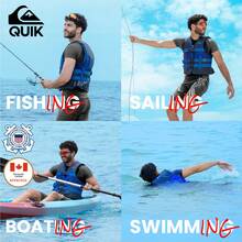 USCG Approved Men's Life Vest, Light-Weight EPE Foam And Drain Holes, Three Belts With Quick-Release Buckles & D-Ring For Fishing And Boating - Navy Blue - View 7